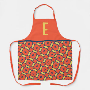 Tablier Monogramme jaune Motif géométrique orange