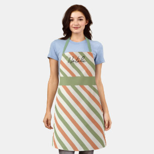 Tablier Monogramme Joli Couleurs rétro Bandes Vert