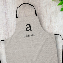 Tablier Monogramme moderne Elégant Linge Look Nom initial