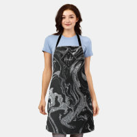 Monogramme moderne en marbre noir gris argent Part
