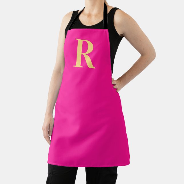 Tablier Monogramme moderne Hot rose (Insitu)