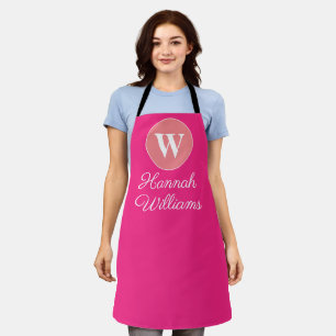 Tablier Monogramme moderne minimaliste rose chaud Monogram