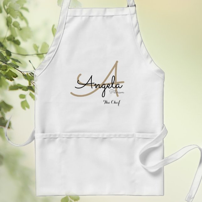 Tablier monogramme moderne pour la cuisine du chef (Créateur téléchargé)