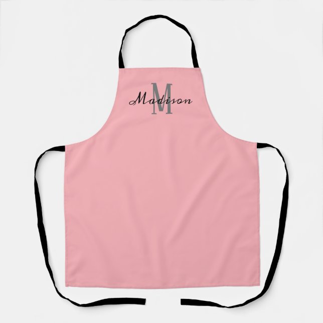 Tablier Monogramme moderne rose pâle Personnalisé (Recto)