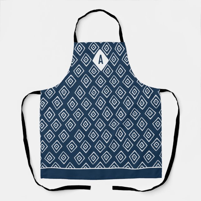 Tablier Monogramme Motif diamant tiré à la main (Recto)