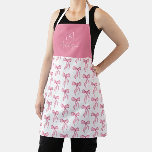 Tablier Monogramme Motif rose Bow personnalisé (Insitu)