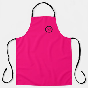 Tablier Monogramme néon couleur unie rose moderne tendance