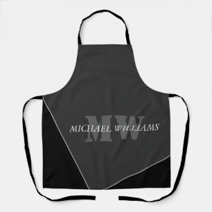 Tablier Monogramme noir gris artistique moderne