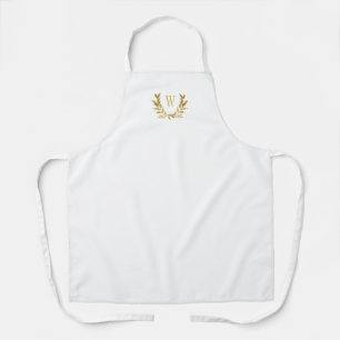 Tablier Monogramme Or Blanc Élégant Chic Fancy Joli