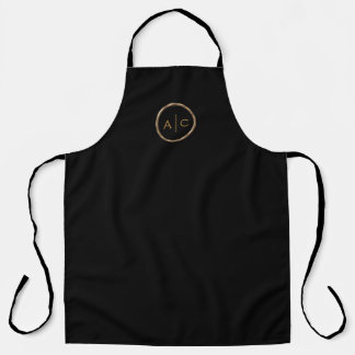 Tablier Monogramme Or Minimal Sur Fond NOIR