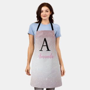 Tablier Monogramme Parties scintillant rose Ajouter votre 
