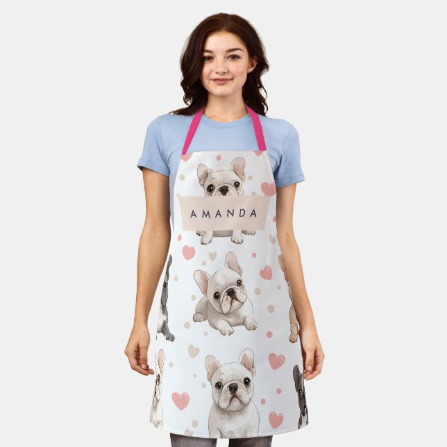Tablier Monogramme Personalized Adorable French Bulldog (Porté)