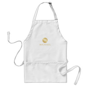 Tablier Monogramme personnalisé de luxe blanc et or