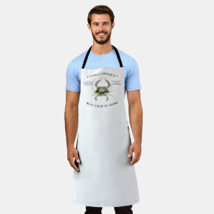 Tablier Monogramme Personnalisé Élégant De Crabe D'Aqua