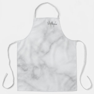 Tablier Monogramme personnalisé et Marbre blanc de nom