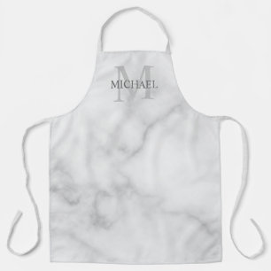 Tablier Monogramme personnalisé et Marbre blanc de noms