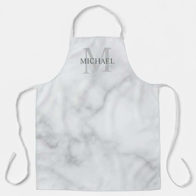 Tablier Monogramme personnalisé et Marbre blanc de noms (Recto)