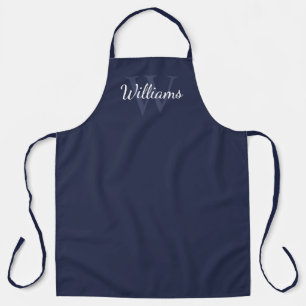 Tablier Monogramme personnalisé et nom Navy Blue