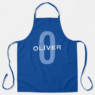 Tablier Monogramme personnalisé Nom bleu blanc