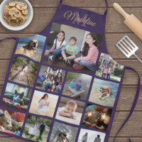 Monogramme Photo Collage Grille Motif Purple Gold