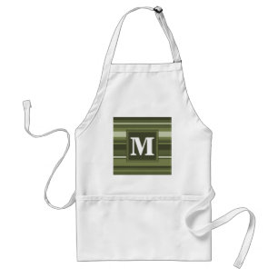 Tablier Monogramme rayures vert olive
