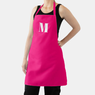 Tablier Monogramme rose chaud fuchsia personnalisé initia