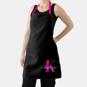 Tablier Monogramme Rose Chaude Noir
