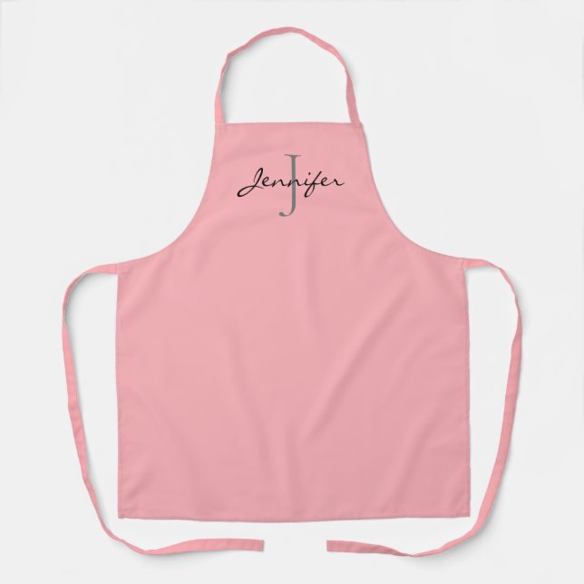 Tablier Monogramme rose moderne personnalisé (Recto)