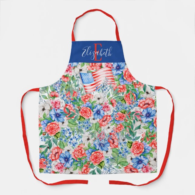 Tablier Monogramme Rouge Blanc Et Bleu 4 juillet (Recto)