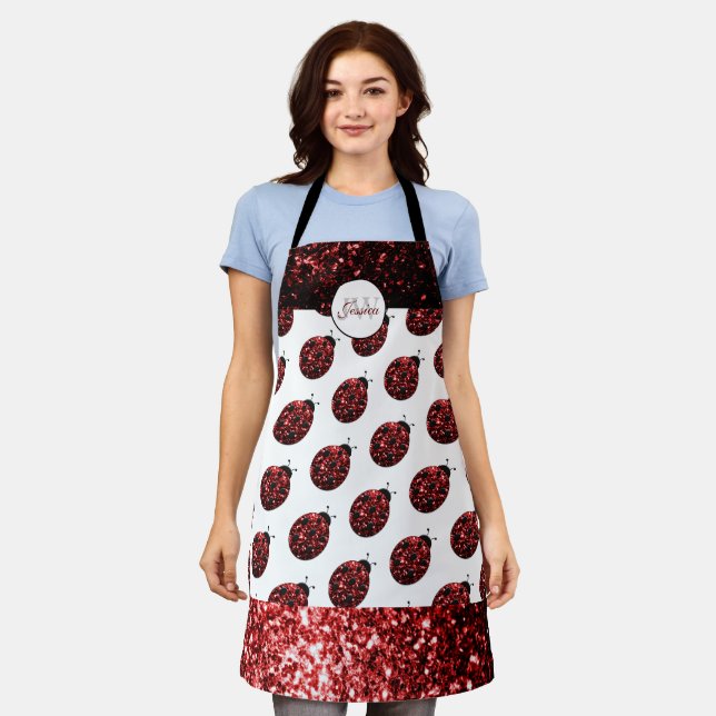 Tablier Monogramme rouge foncé coccinelle faux parties sci (Porté)