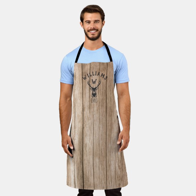 Tablier Monogramme Rustique Personnalisé Nom de famille Bo (Porté)