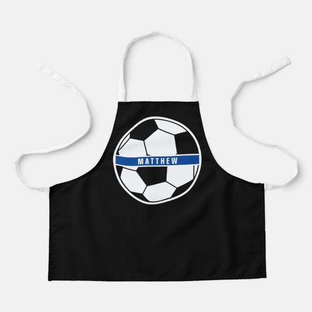 Tablier Monogramme simple de football noir et blanc (Recto)