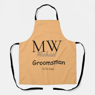 Tablier monogramme simple personnalisé nom garçon d'honneu