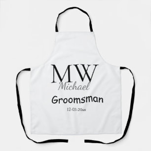 Tablier monogramme simple personnalisé nom groomsman minim