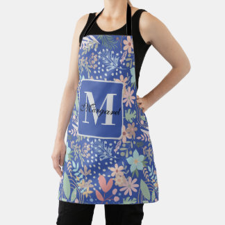 Tablier Monogramme Thématique Fleur Feuille Floral Élégant