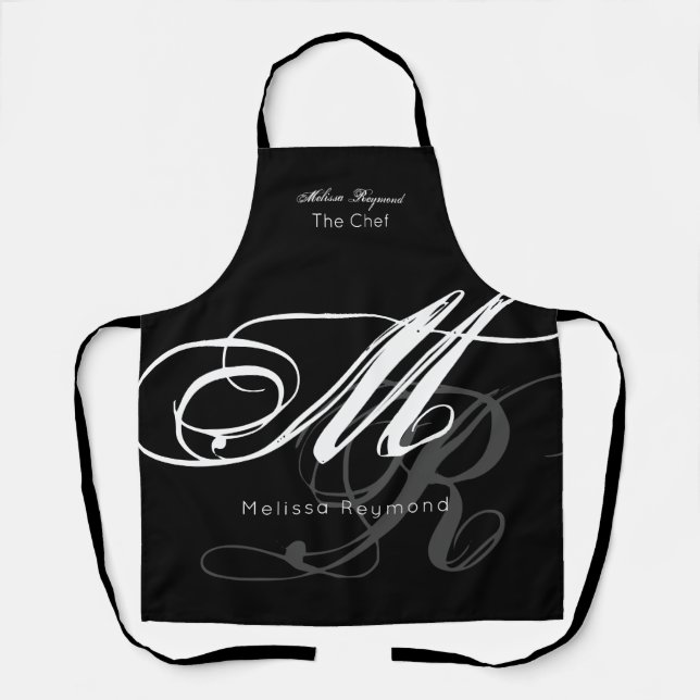 Tablier monogramme tout-sur-impression noir (Recto)