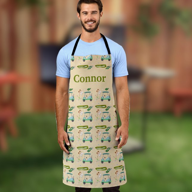 Tablier Monogramme Une Journée De Motif De Golf (Créateur téléchargé)