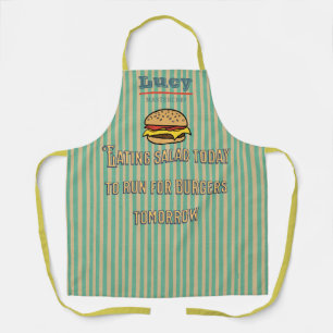 Tablier Monogramme unique rétro Burger Bandes humoristique
