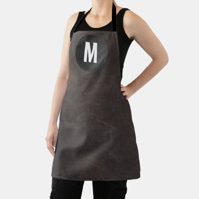 Tablier Monogramme végétal en cuir Brown Faux (Insitu)