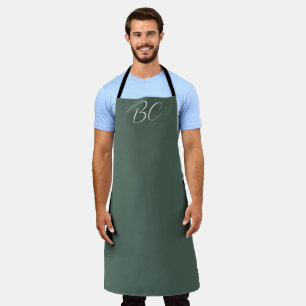 Tablier Monogramme vert élégant pour hommes Moderne simple