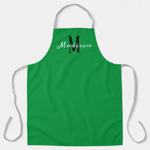 Tablier Monogramme vert moderne personnalisé
