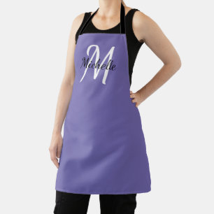 Tablier Monogramme violet minimal moderne + initial