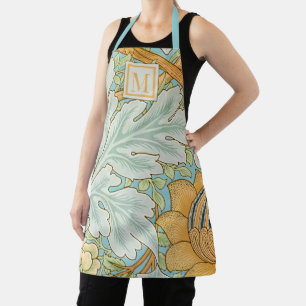 Tablier Monogramme William Morris Turquoise Gold Botanique