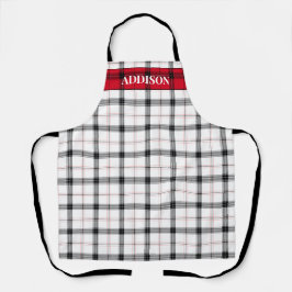Tablier Monographie de Noël rouge blanc plaid Personnalisé