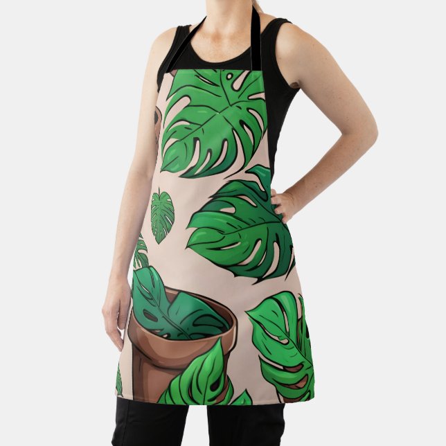 Tablier Monstera Plante Pot Motif Art (Insitu)