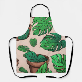 Tablier Monstera Plante Pot Motif Art