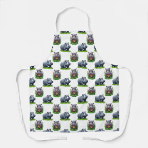 Tablier Moo Deng Hippopotamus Animal Motif Design