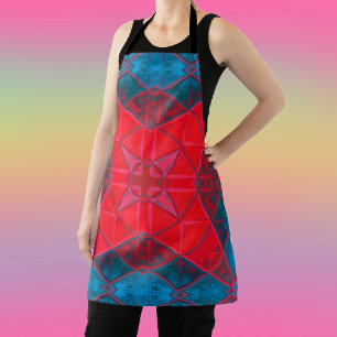 Tablier Mosaic Carré Kaleidoscope Rouge et Bleu