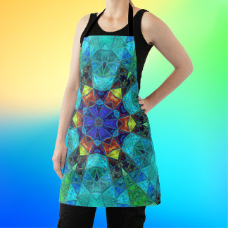 Tablier Mosaic Kaleidoscope Fleur Bleu Vert et Orange