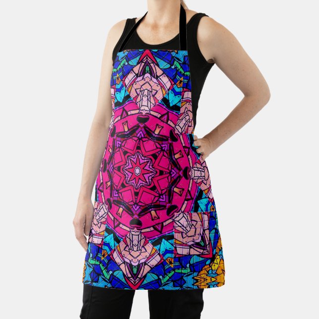 Tablier Mosaic rose Mandala Floral Psychédélique Rétro (Insitu)